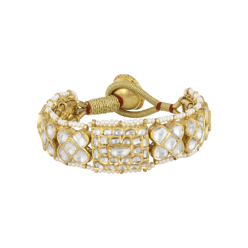 Polki Poochi Bracelet with Pearl Accents & Gold Framework